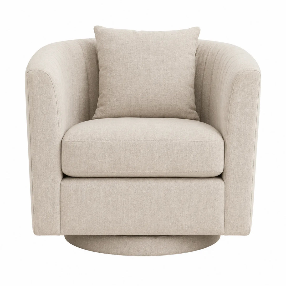 Drehsessel aus Stoff in Beige mit Kissen