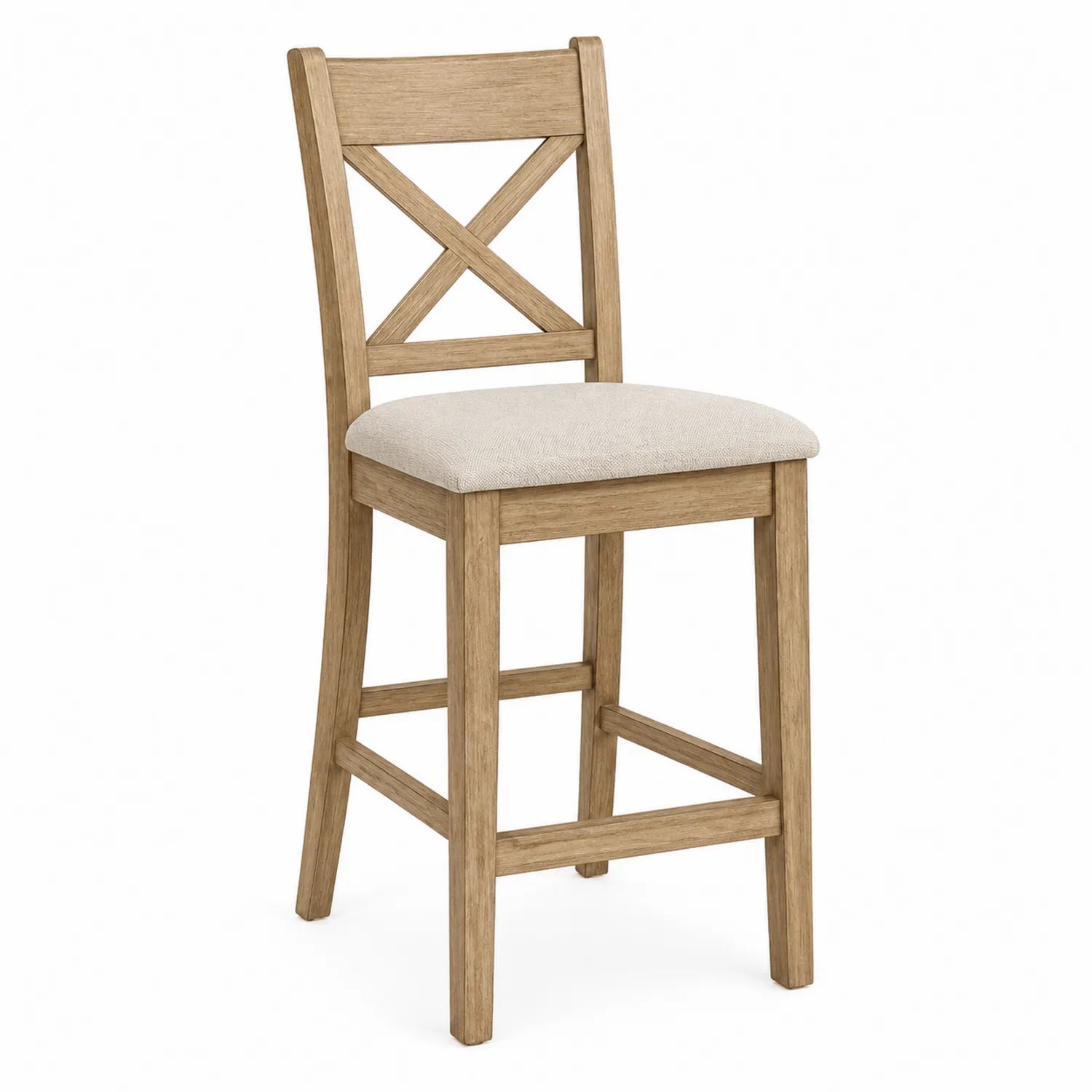 Barhocker Holz Baumwollmischgewebe Beige 102cm