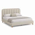 Stoffbett mit Holzbeinen Beige 180x200 cm