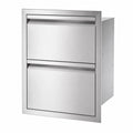 Edelstahl Schubladenelement mit Zwei Schubladen Silber
