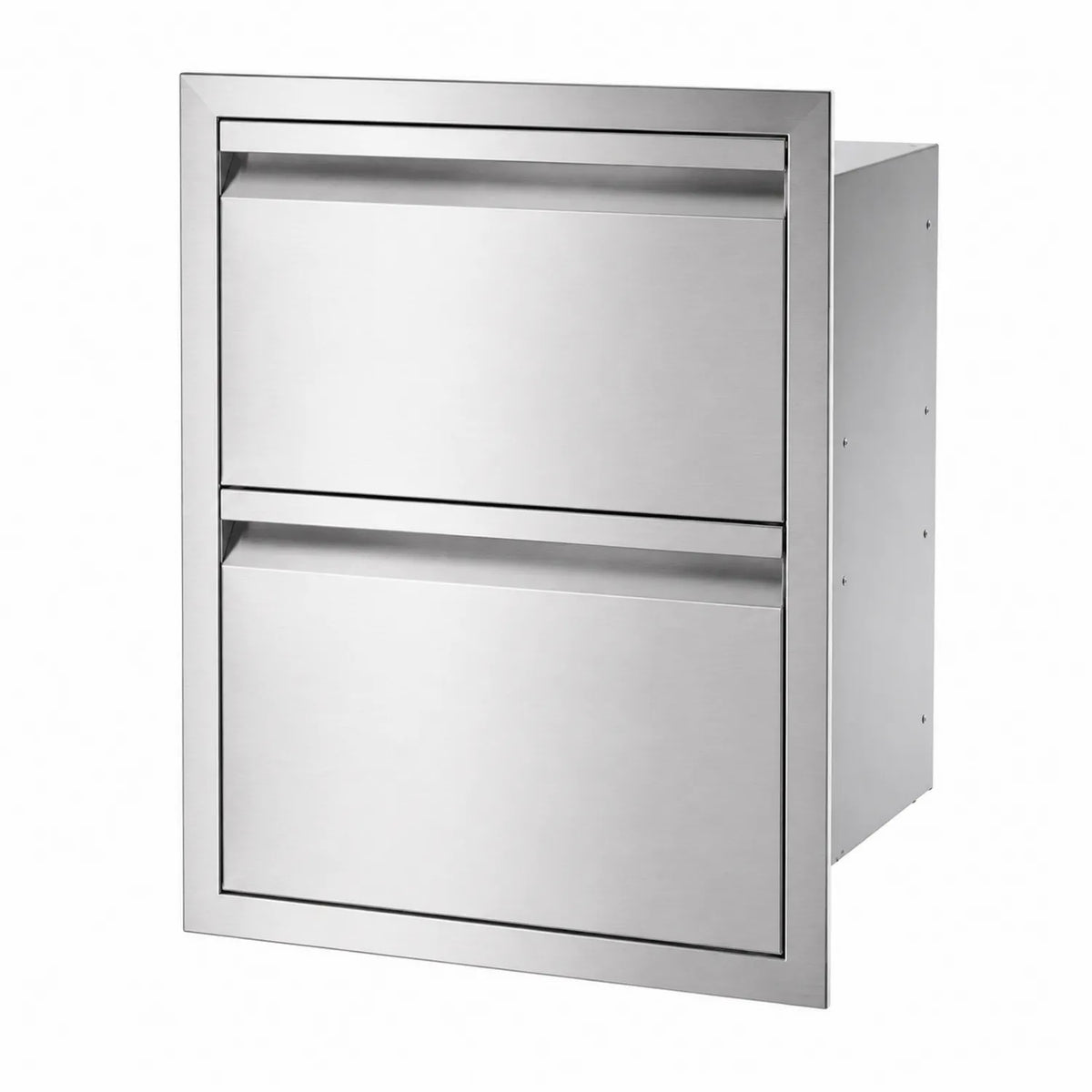 Edelstahl Schubladenelement mit Zwei Schubladen Silber