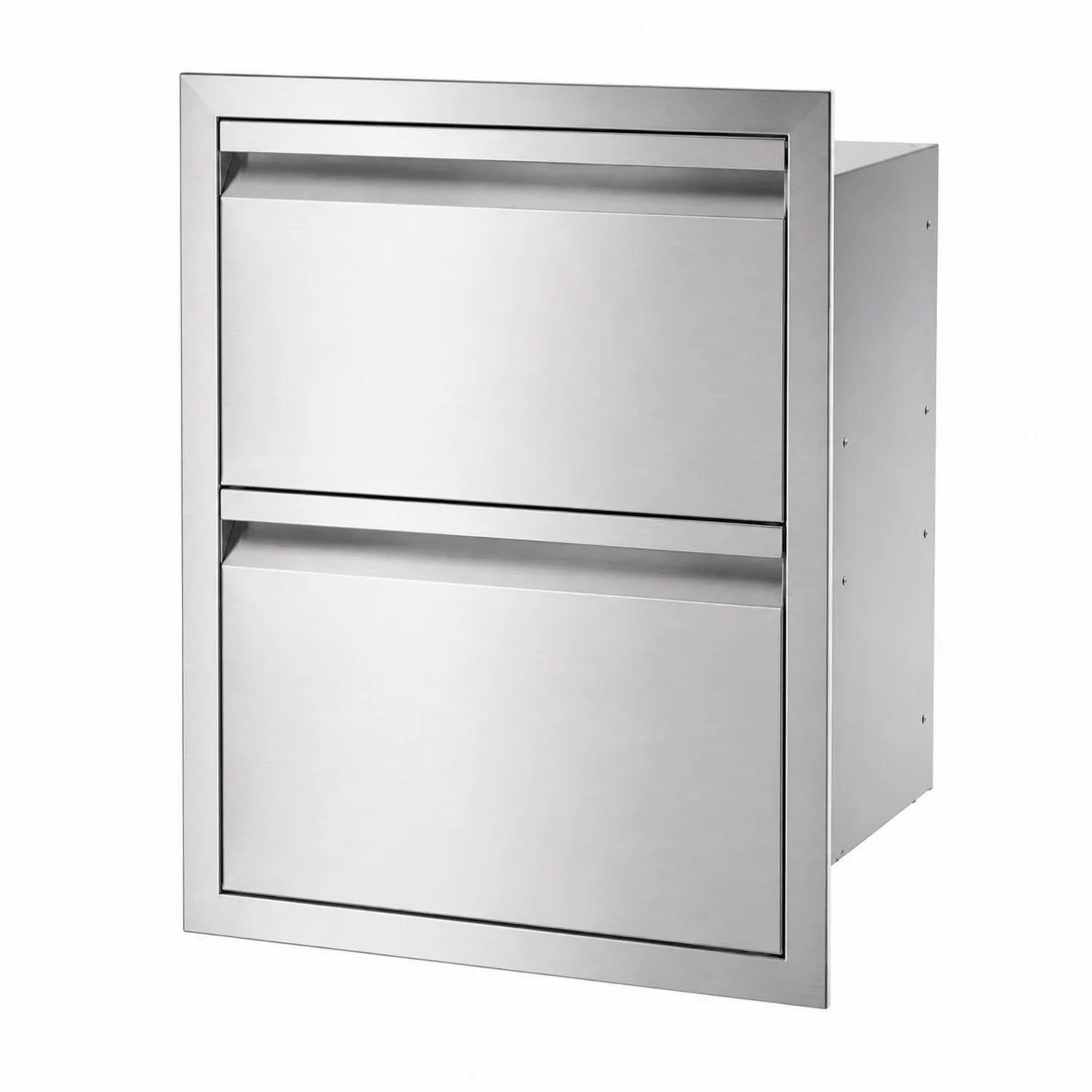 Edelstahl Schubladenelement mit Zwei Schubladen Silber