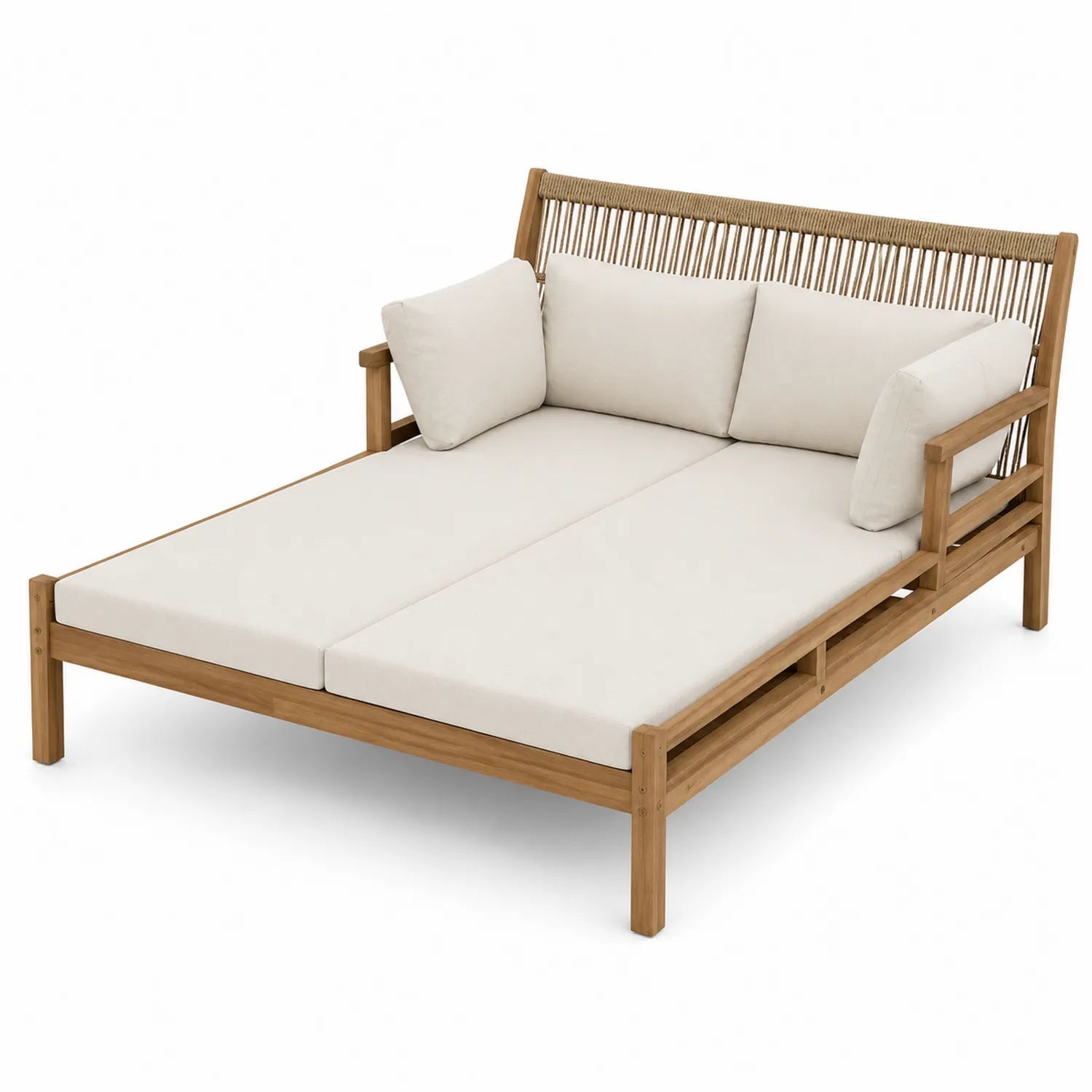 Garten Tagesbett aus Akazienholz Beige 200x140 cm