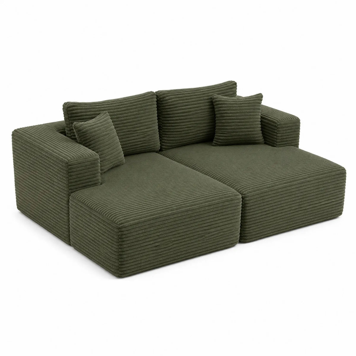 Modulares Ecksofa Cordstoff Grün 200x150x85cm