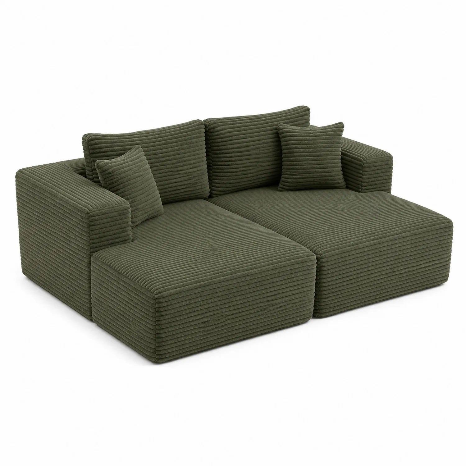 Modulares Ecksofa Cordstoff Grün 200x150x85cm