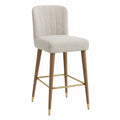 Barhocker Polyester Beige Holzfurnier