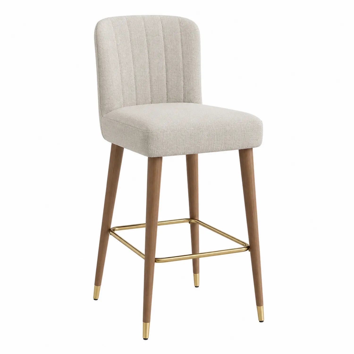 Barhocker Polyester Beige Holzfurnier