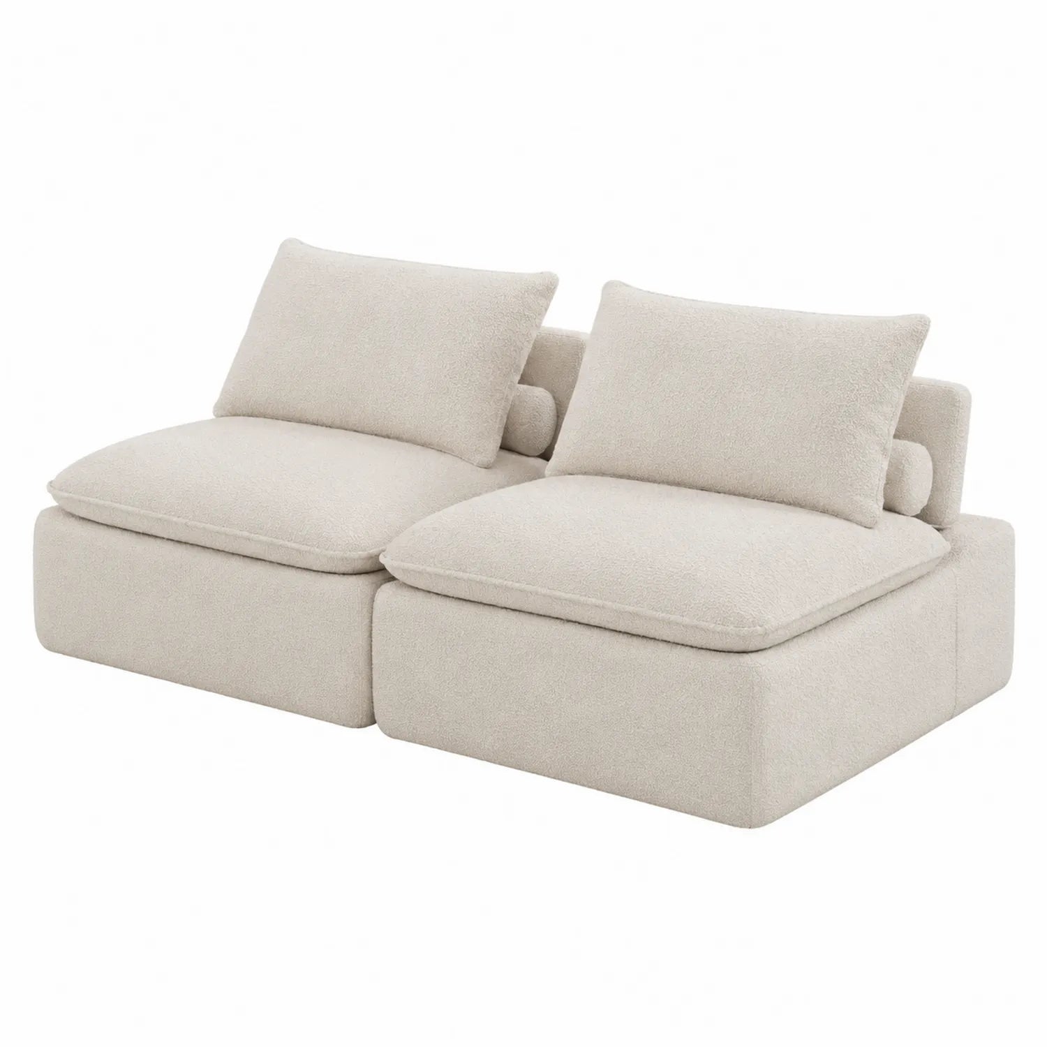 Modulares Sofa-Set aus Bouclé-Stoff, Beige, 150 cm