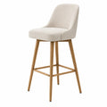 Barhocker Stoff Beige Eichenholz Höhe 105 cm