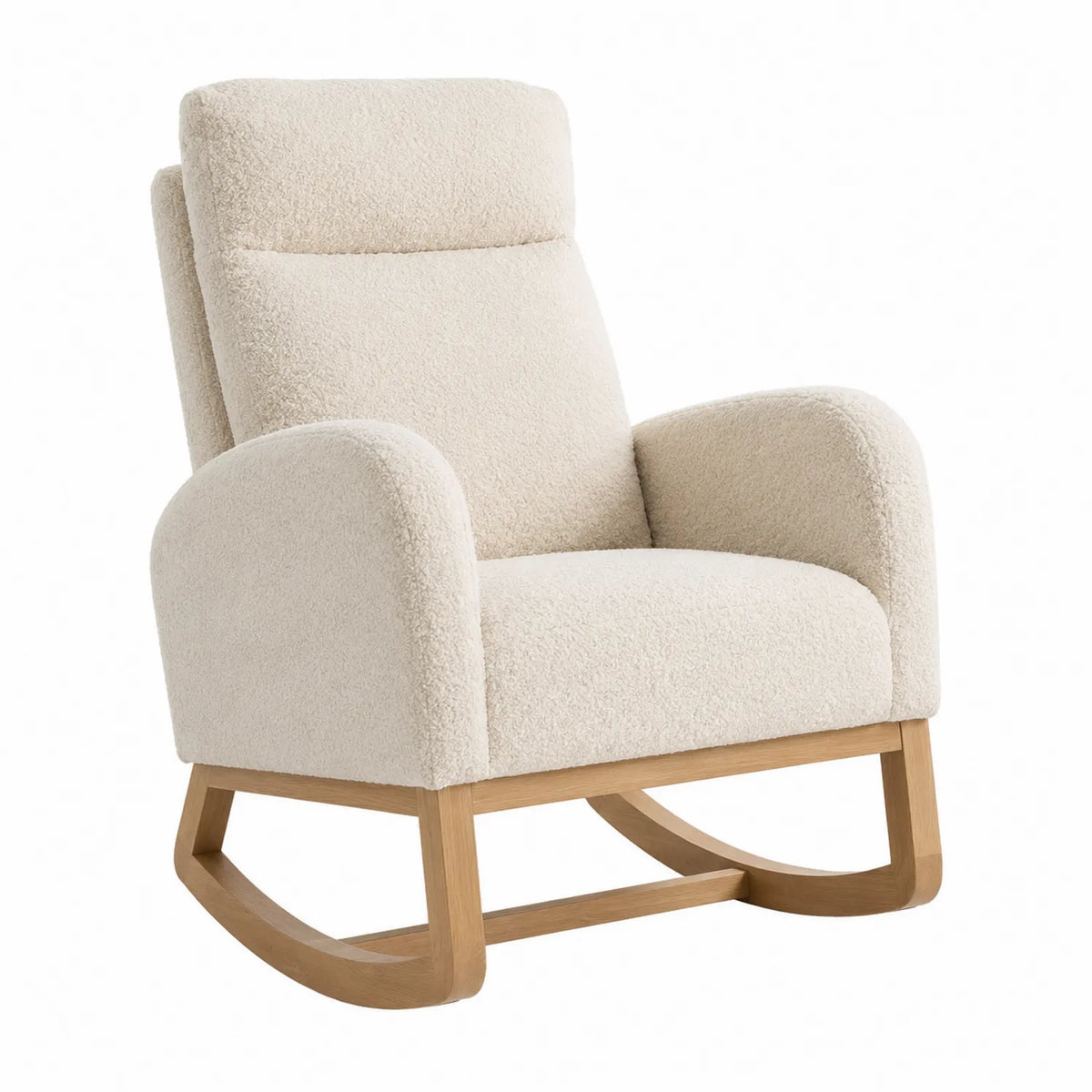 Schaukelstuhl Bouclé Creme Eichenholz