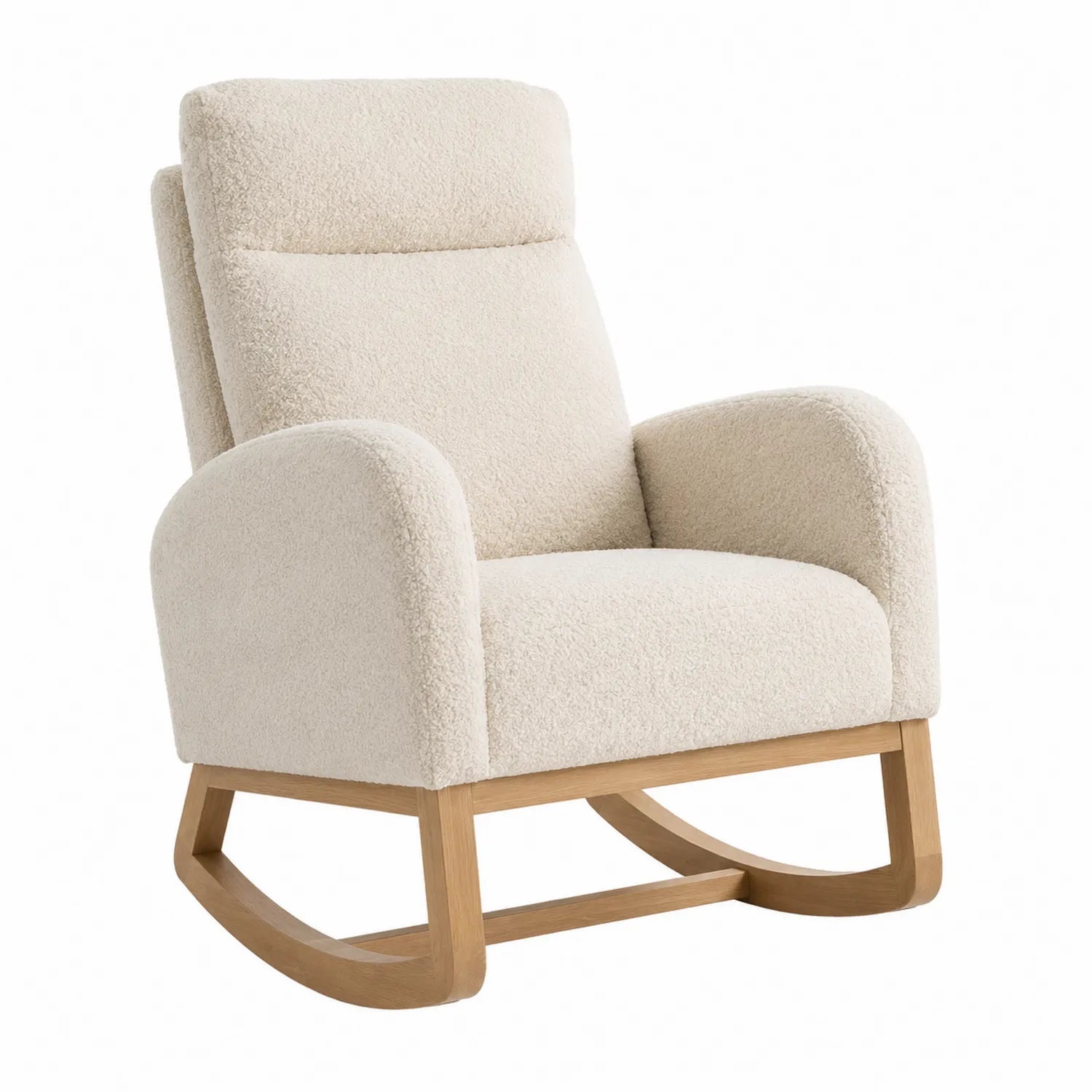 Schaukelstuhl Bouclé Creme Eichenholz