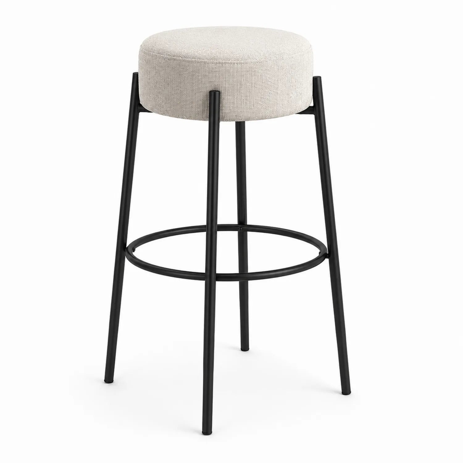 Barhocker Metallgestell Schwarz Stoff Beige Höhe 75cm