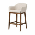 Barhocker Holzgestell Stoffpolsterung Beige