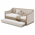 Tagesbett mit Ausziehfunktion Holz und Stoff Beige