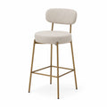 Barhocker aus Stoff Beige mit Metallgestell H112 x B45 x T50 cm