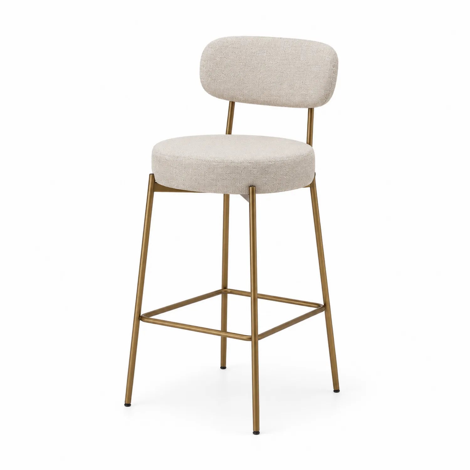 Barhocker aus Stoff Beige mit Metallgestell H112 x B45 x T50 cm