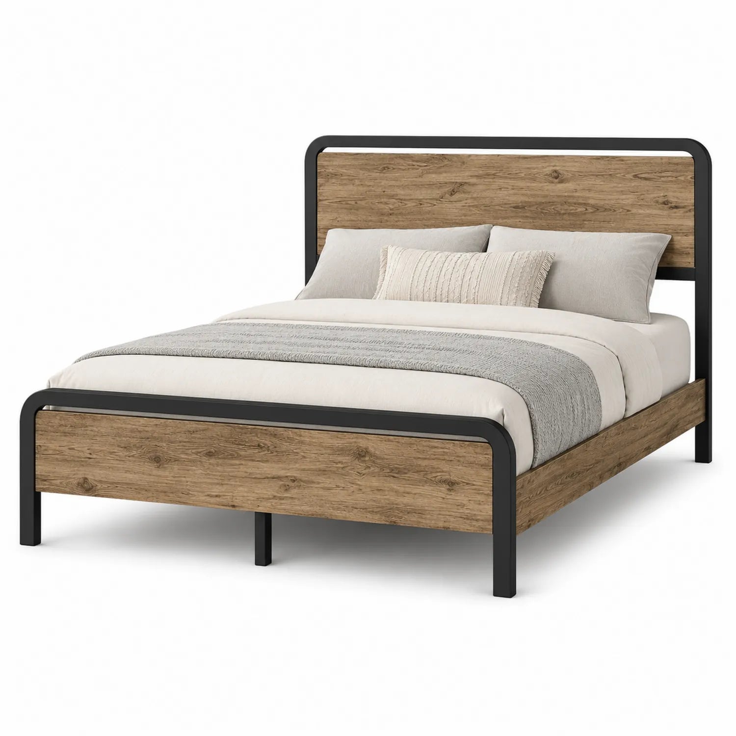 Doppelbett Metallrahmen Holz Braun 200x140 cm