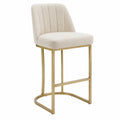 Barhocker aus Stoff mit Metallgestell Creme